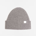 Norse Projects Standard Merino Lambswool Beanie, Grey Melange, Detail Shot 1