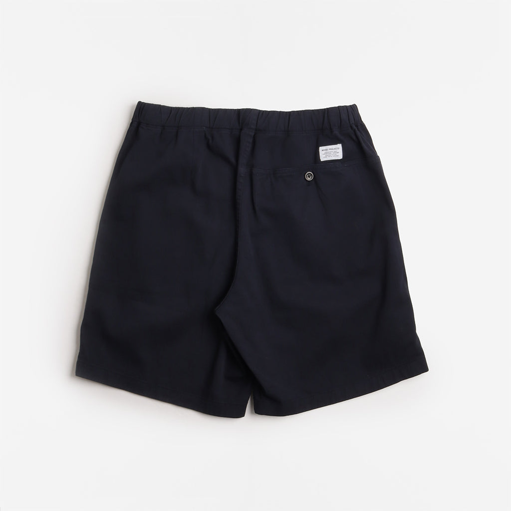 Norse Projects Trysil Regular Organic Stretch Twill Shorts, Dark Navy, Detail Shot 2