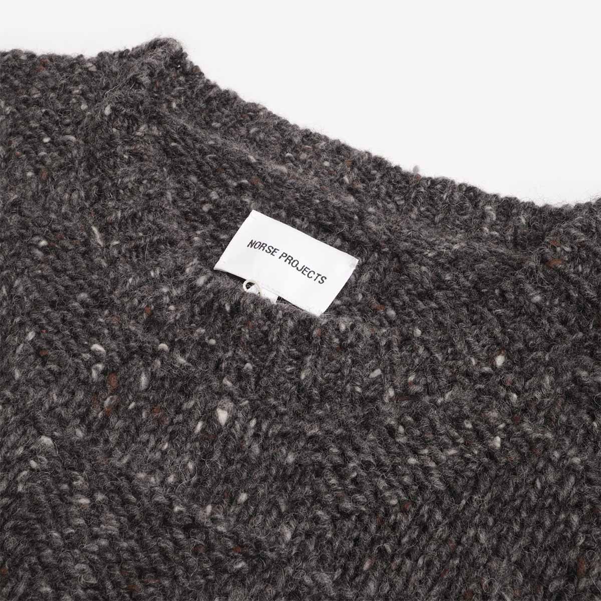 Norse Projects Jonas Donegal Diamond Sweater, Charcoal Grey, Detail Shot 3