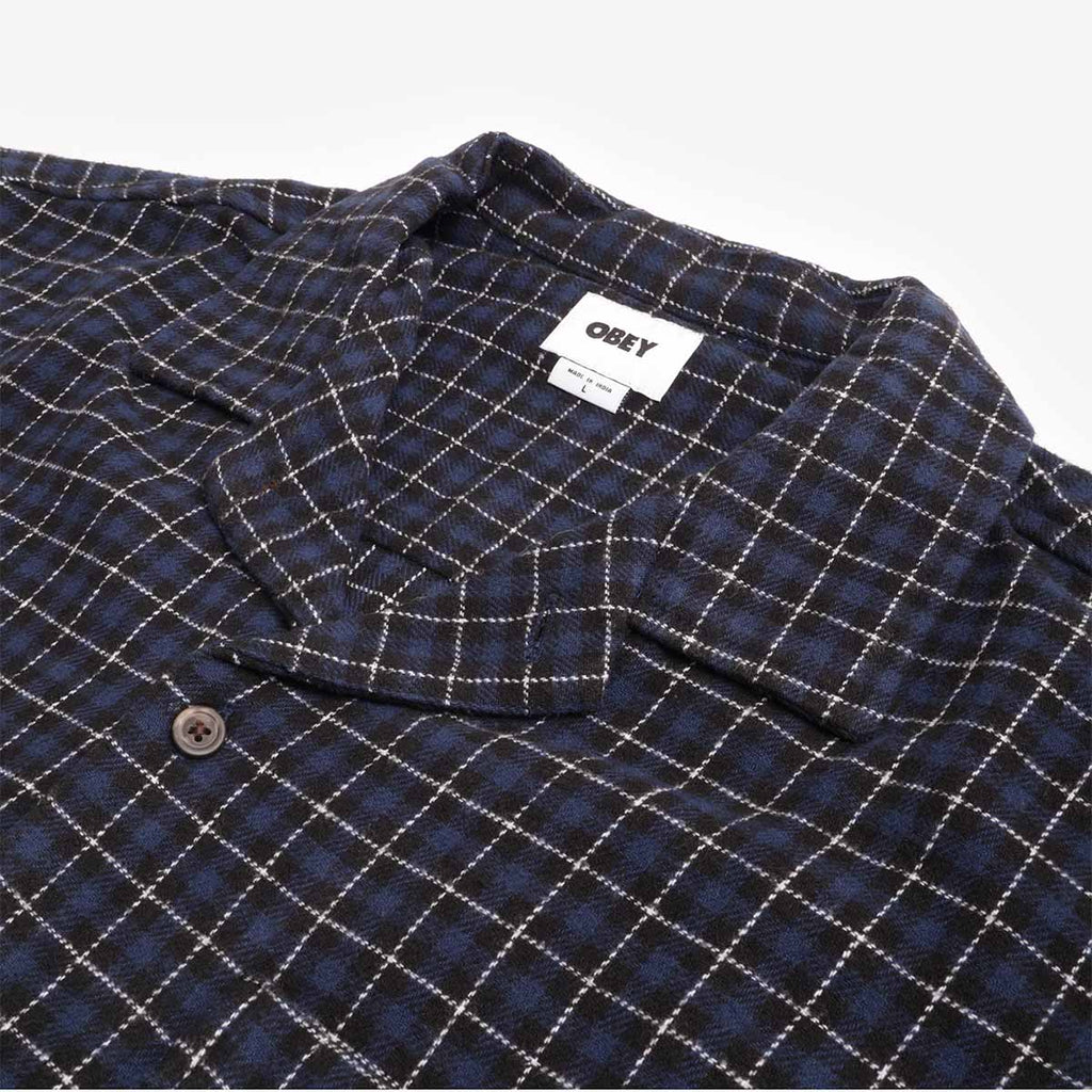 OBEY Adams Woven Shirt, Academy Navy Multi, Detail Shot 3