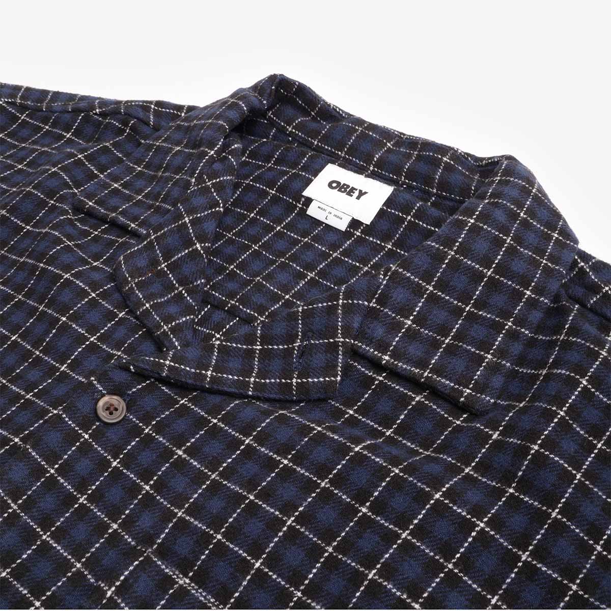 OBEY Adams Woven Shirt, Academy Navy Multi, Detail Shot 3