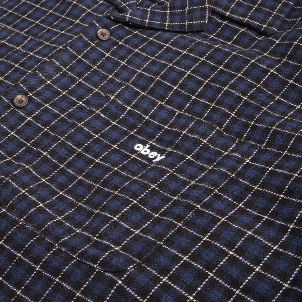 OBEY Adams Woven Shirt, Academy Navy Multi, Detail Shot 4
