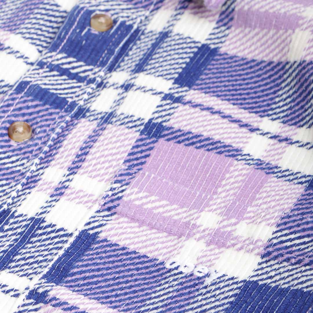 OBEY Benny Cord Woven Shirt, Purple Rose Multi, Detail Shot 2