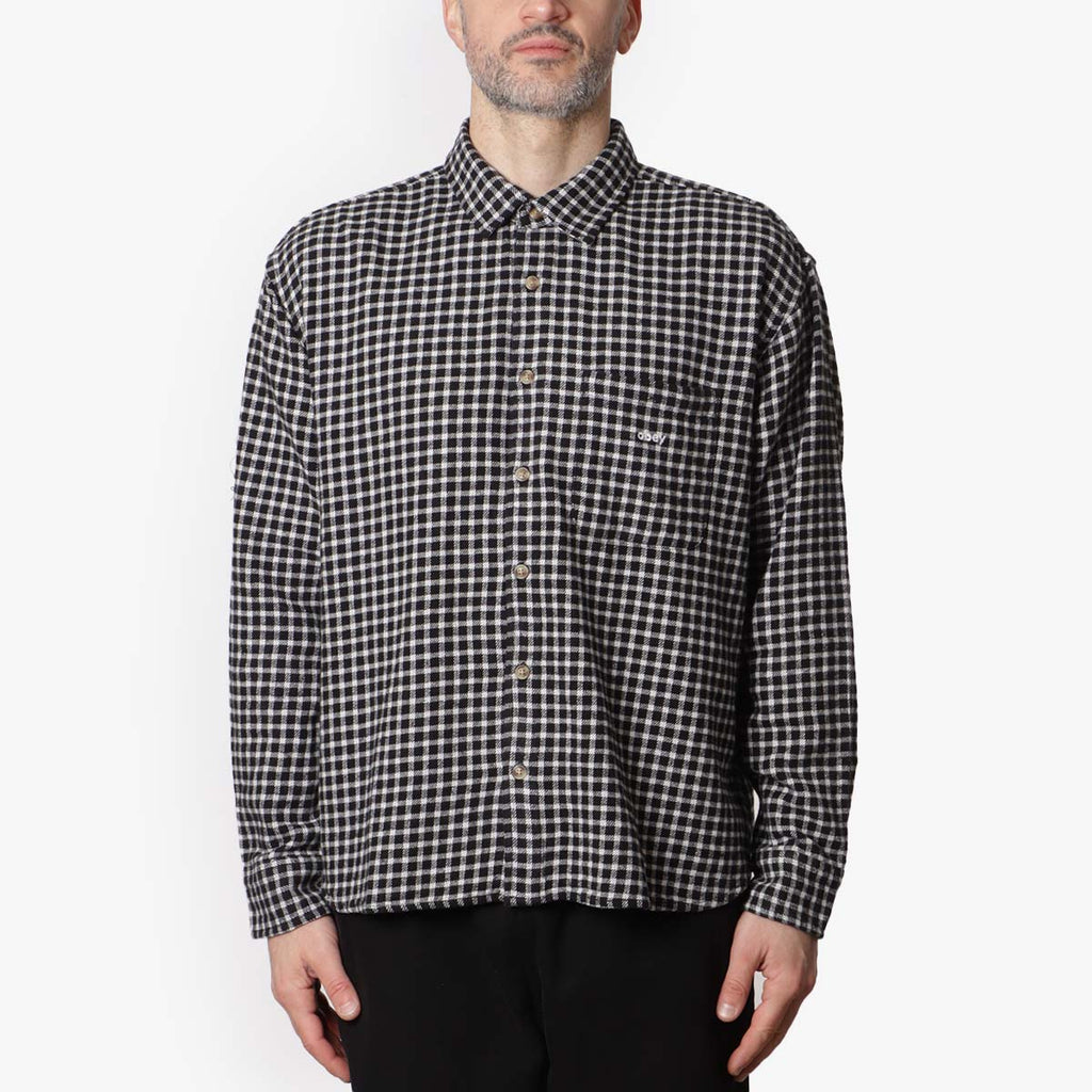 OBEY Bigwig Barry Woven Shirt, Black Multi, Detail Shot 1