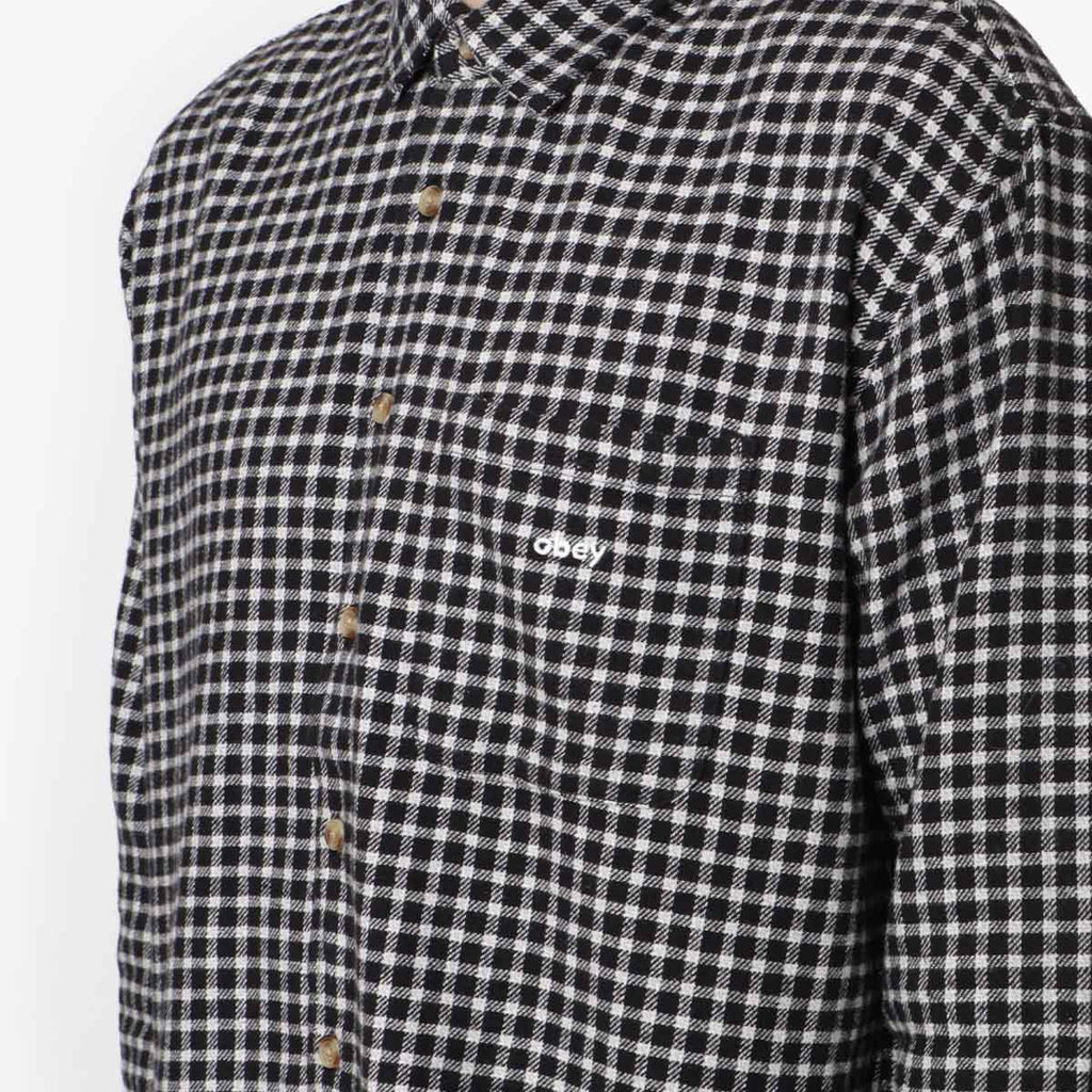 OBEY Bigwig Barry Woven Shirt, Black Multi, Detail Shot 2