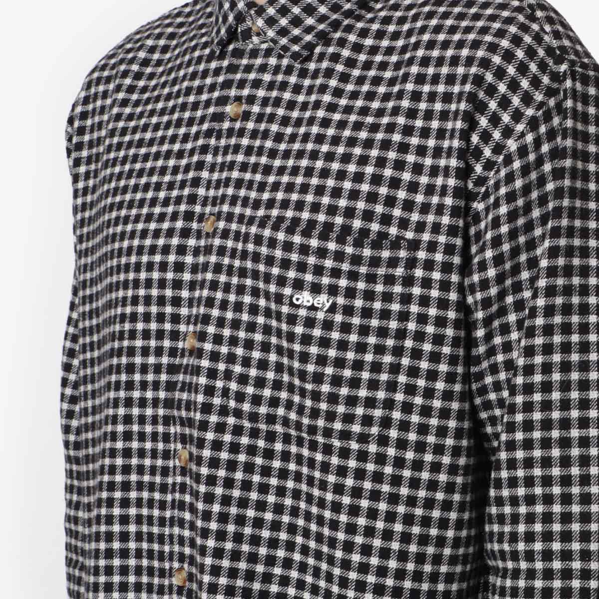 OBEY Bigwig Barry Woven Shirt, Black Multi, Detail Shot 2