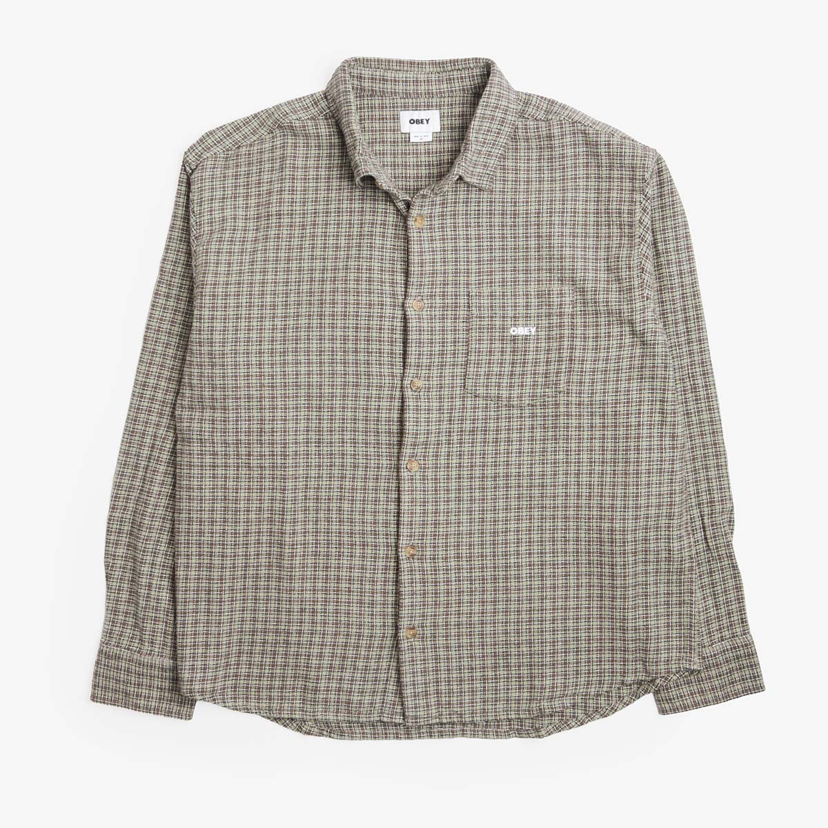 OBEY Bigwig Jack Woven Shirt in Brown check, front view