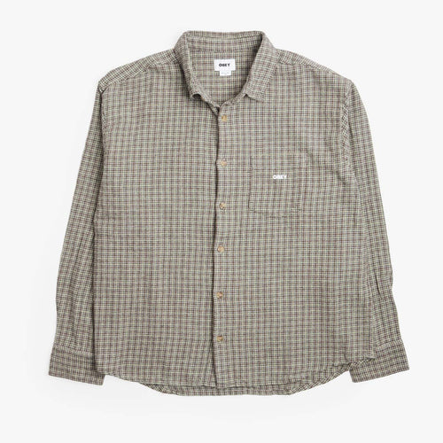 OBEY Bigwig Jack Woven Shirt in Brown check, front view
