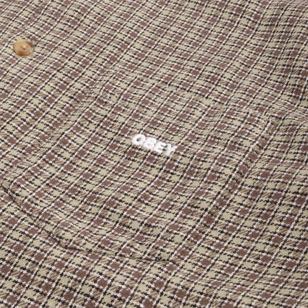 Brown check weave texture close-up
