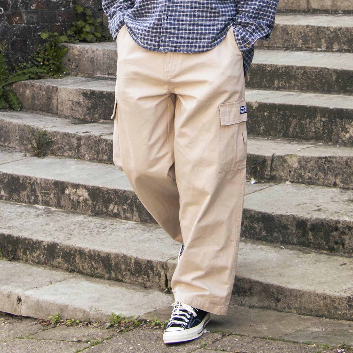 OBEY Bigwig Baggy Twill Cargo Pant, Silver Grey, Detail Shot 6