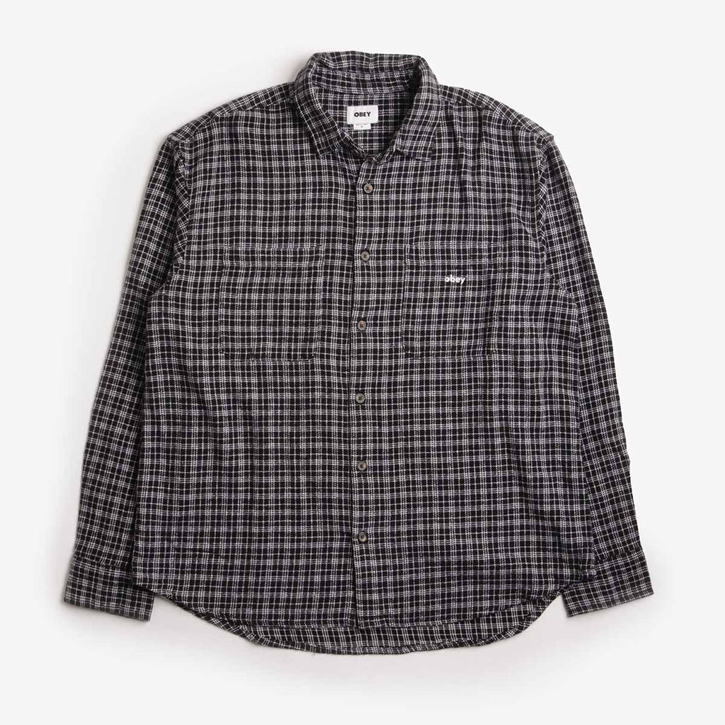 OBEY Bigwig Rick Woven Shirt, Black Multi, Detail Shot 1