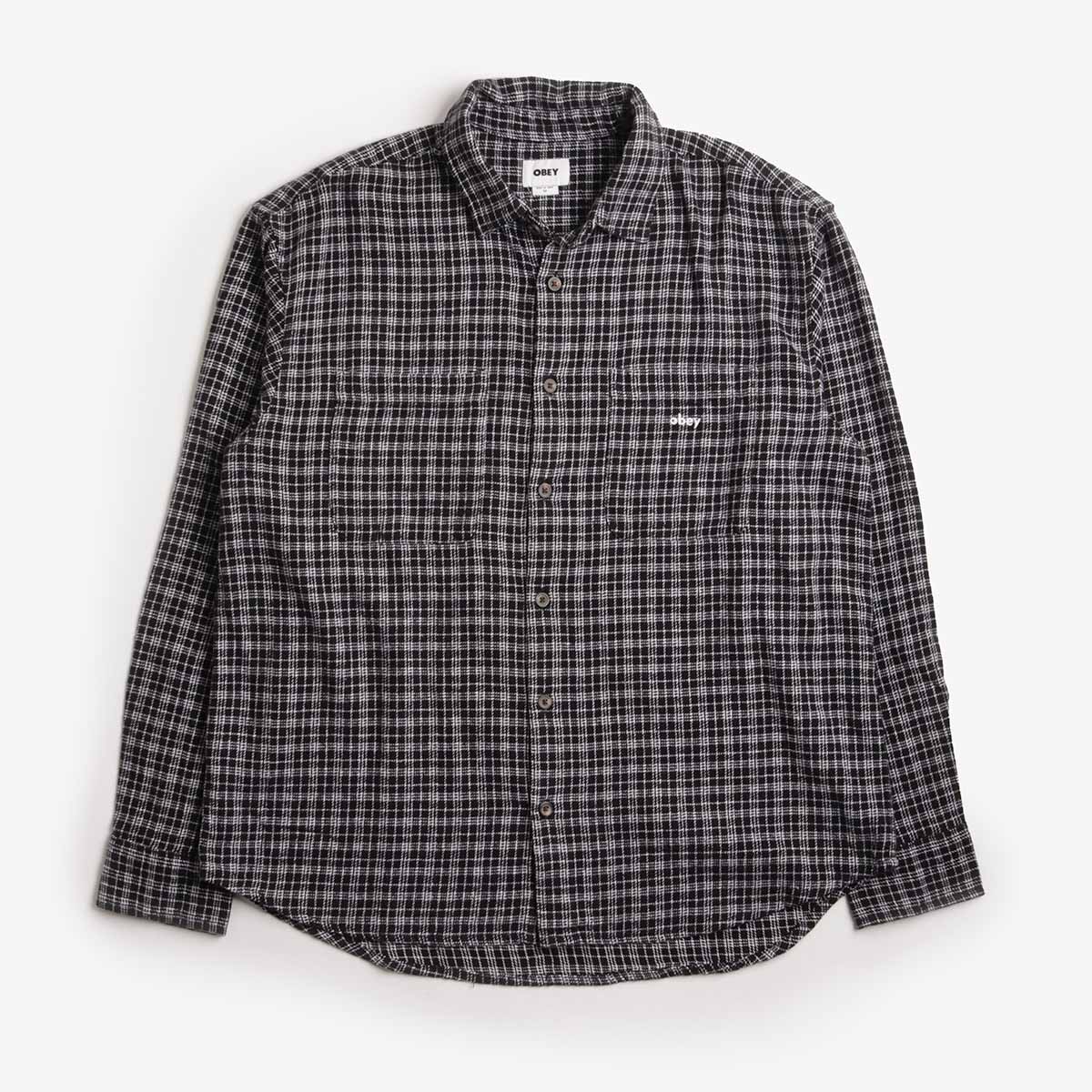 OBEY Bigwig Rick Woven Shirt, Black Multi, Detail Shot 1