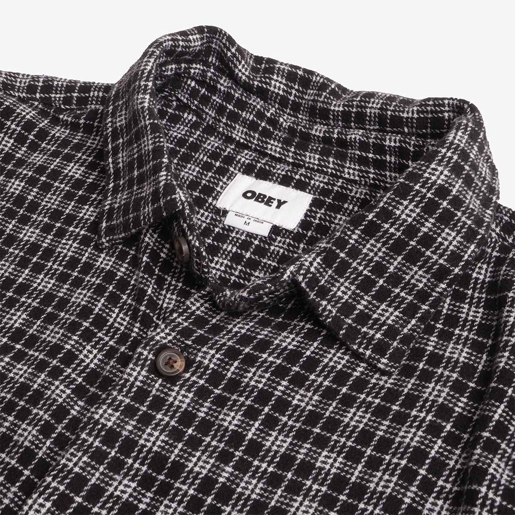 OBEY Bigwig Rick Woven Shirt, Black Multi, Detail Shot 4