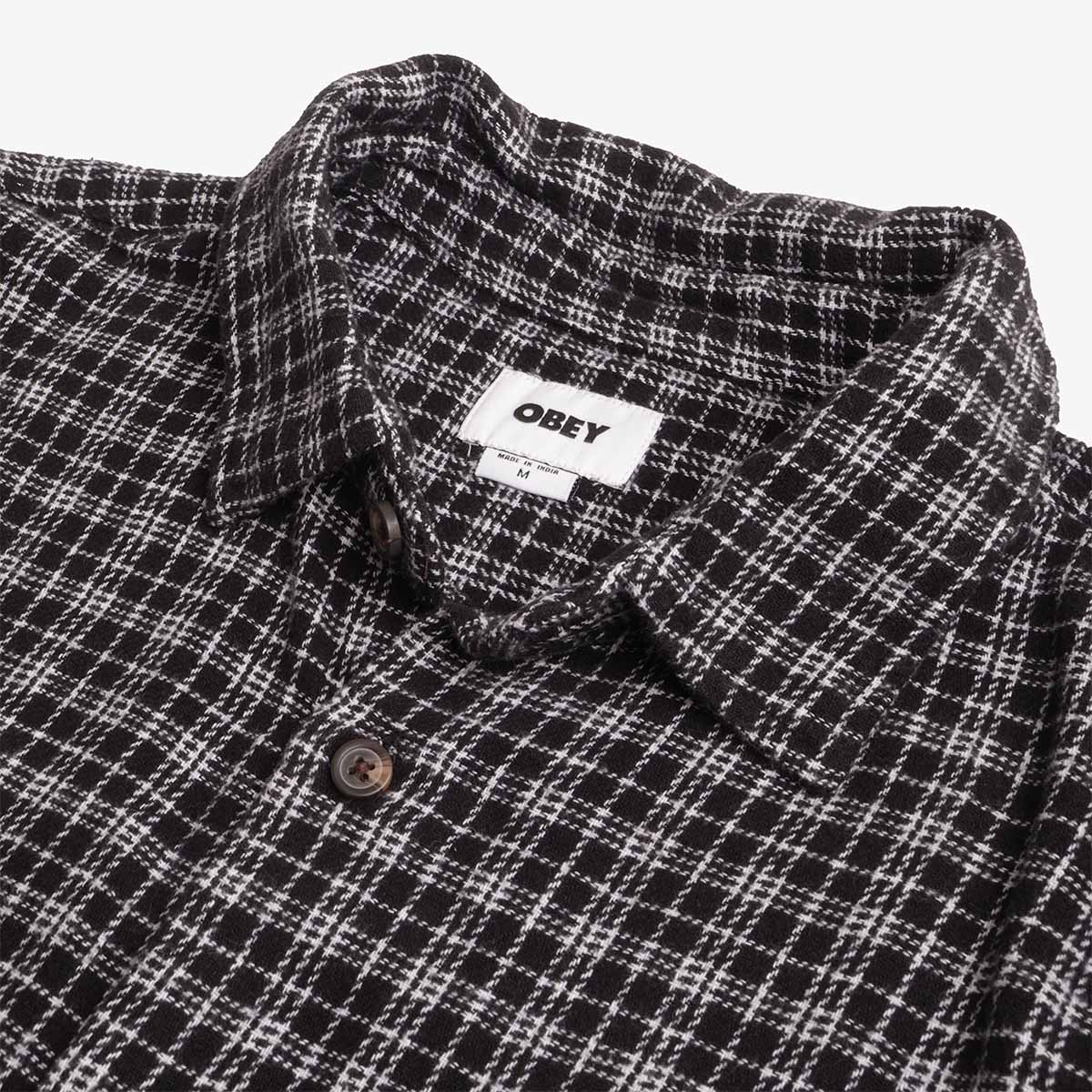 OBEY Bigwig Rick Woven Shirt, Black Multi, Detail Shot 4