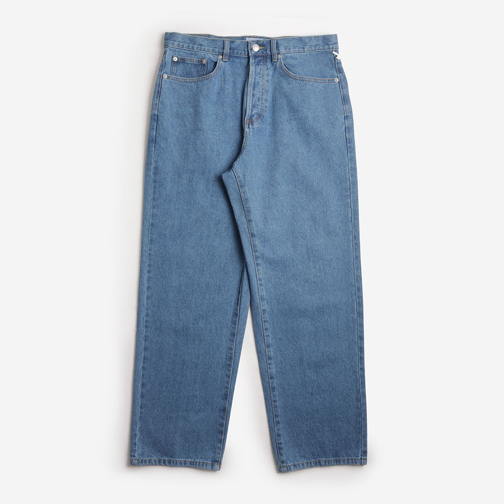 OBEY Classic Baggy Denim Pant, Medium Stone Wash Light Indigo, Detail Shot 1