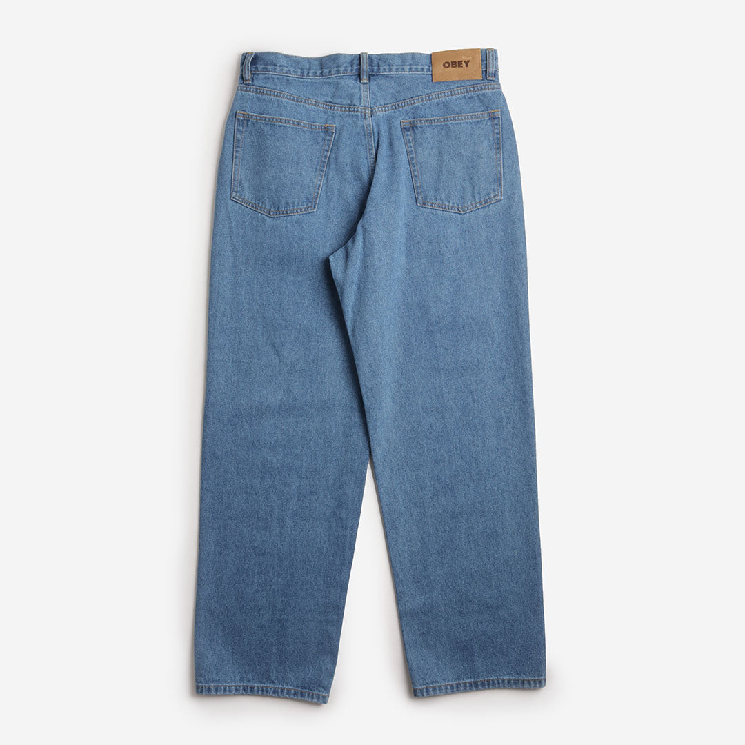 OBEY Classic Baggy Denim Pant, Medium Stone Wash Light Indigo, Detail Shot 2