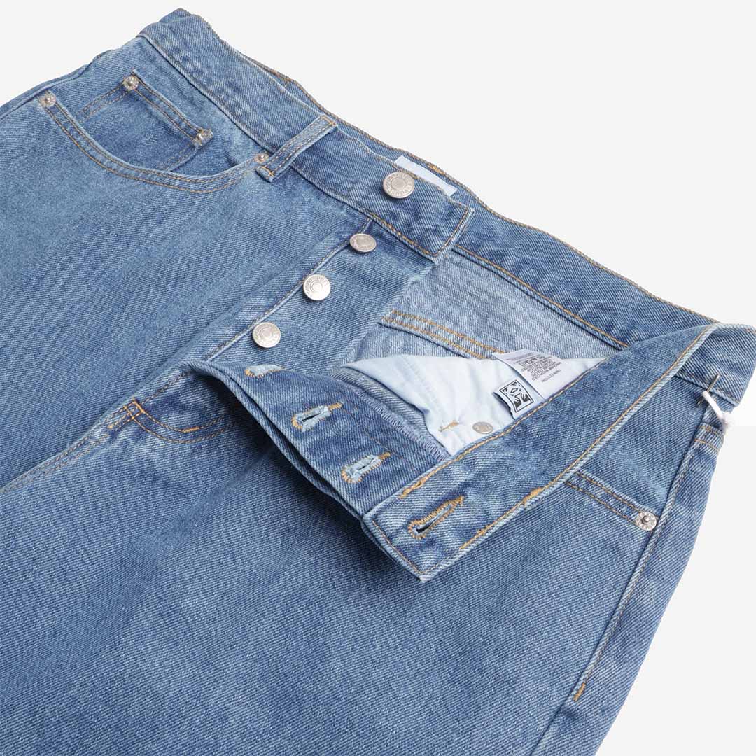 main OBEY Classic Baggy Denim Pant, Medium Stone Wash Light Indigo, Detail Shot 4