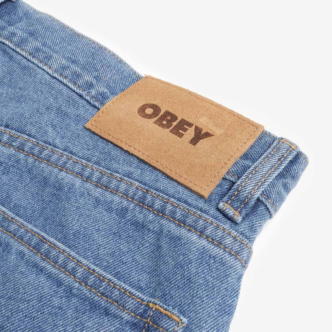 OBEY Classic Baggy Denim Pant, Medium Stone Wash Light Indigo, Detail Shot 5
