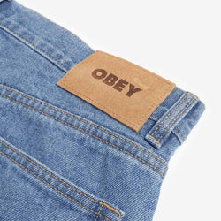 thumbnail OBEY Classic Baggy Denim Pant, Medium Stone Wash Light Indigo, Detail Shot 5
