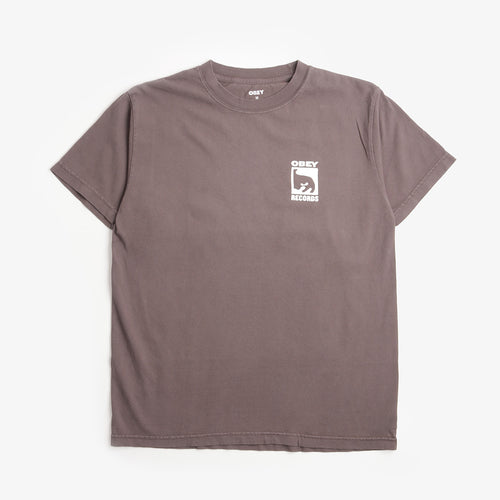 OBEY Clothing Records Icon T-Shirt in Pigment Dusty Black, front view