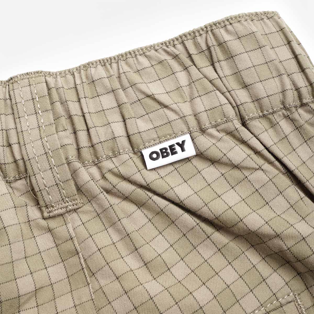 main OBEY Coen Pleated Plaid Shorts, Vetiver Multi, Detail Shot 5