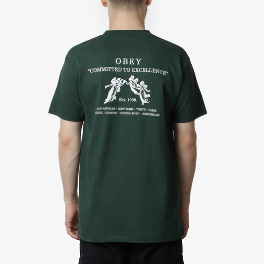 OBEY Committed To Excellence T-Shirt, Forest Green, Detail Shot 1