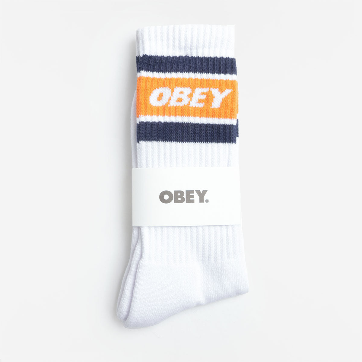 main OBEY Cooper II Socks, White Orange, Detail Shot 1