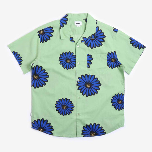 OBEY Daisy Blossoms Woven Shirt, Green Multi, Detail Shot 1
