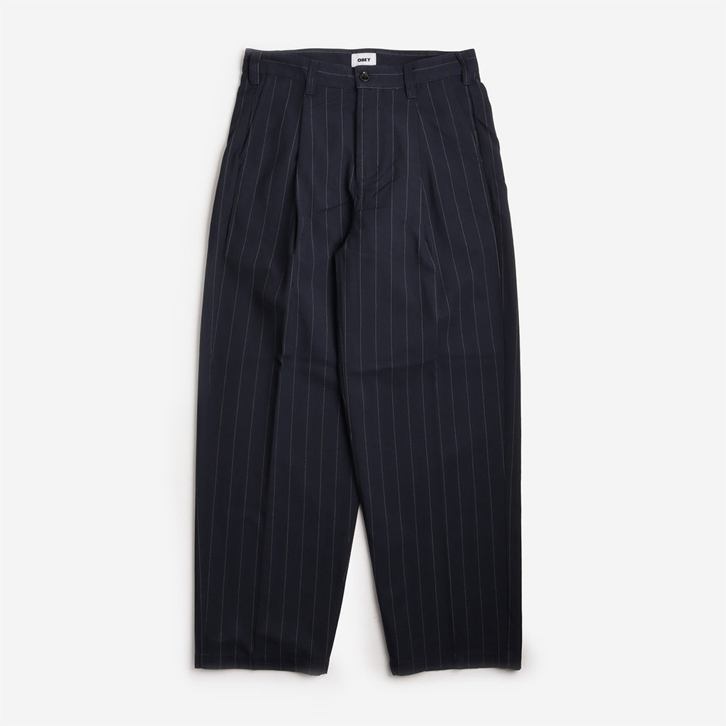 OBEY Dean Stripe Pleated Pant, Midnight Navy Multi, Detail Shot 1