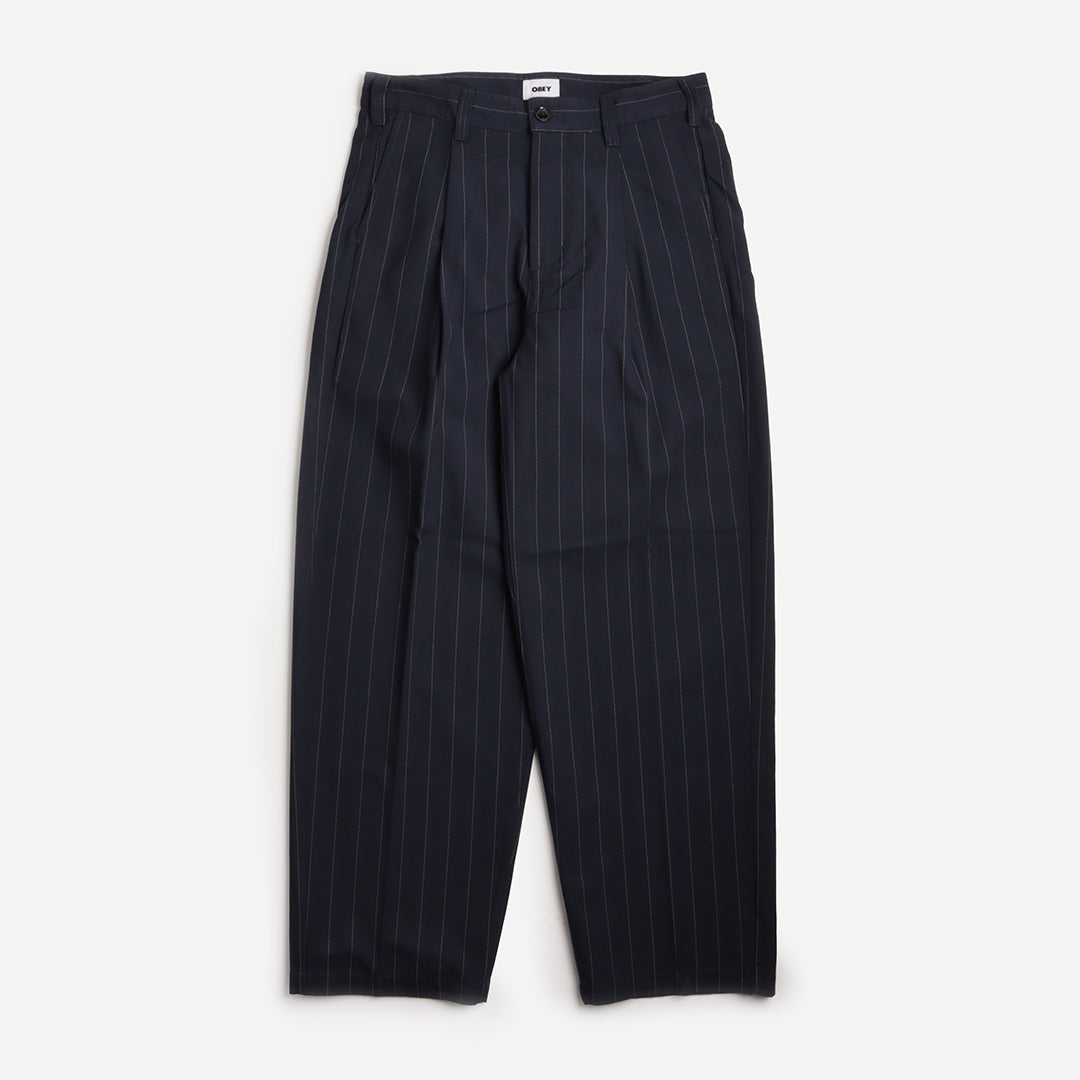 main OBEY Dean Stripe Pleated Pant, Midnight Navy Multi, Detail Shot 1