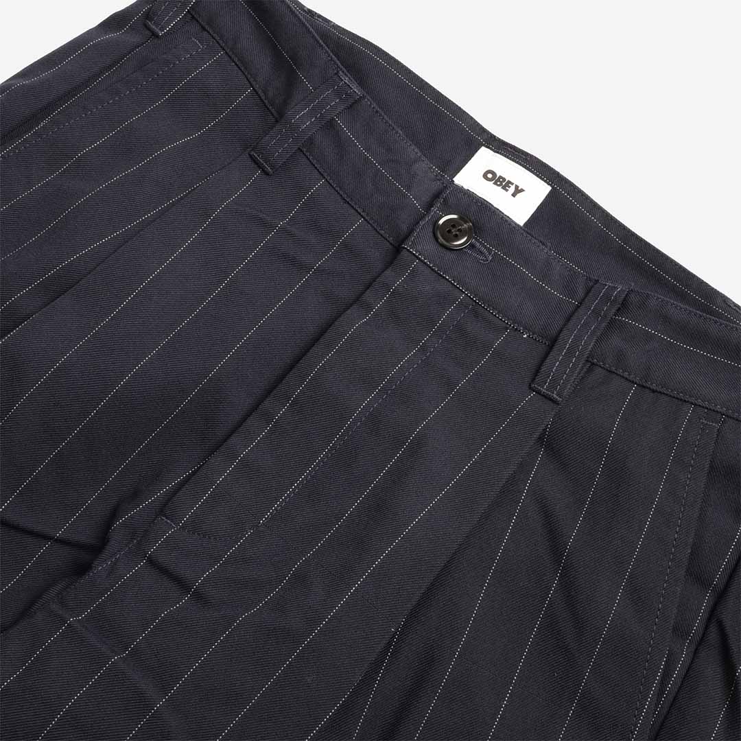 OBEY Dean Stripe Pleated Pant, Midnight Navy Multi, Detail Shot 3