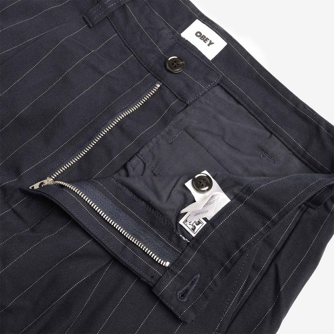 OBEY Dean Stripe Pleated Pant, Midnight Navy Multi, Detail Shot 4