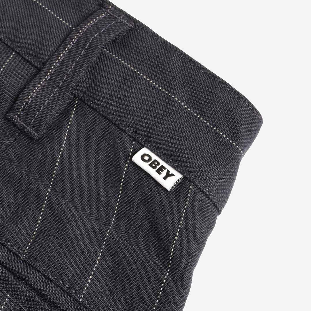 main OBEY Dean Stripe Pleated Pant, Midnight Navy Multi, Detail Shot 5
