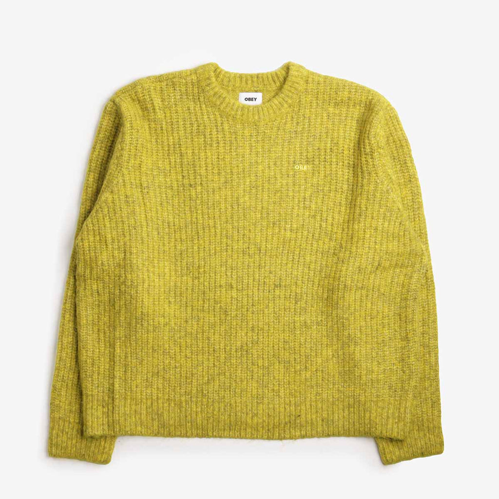 OBEY Dexter Sweater, Chartreuse, Detail Shot 1