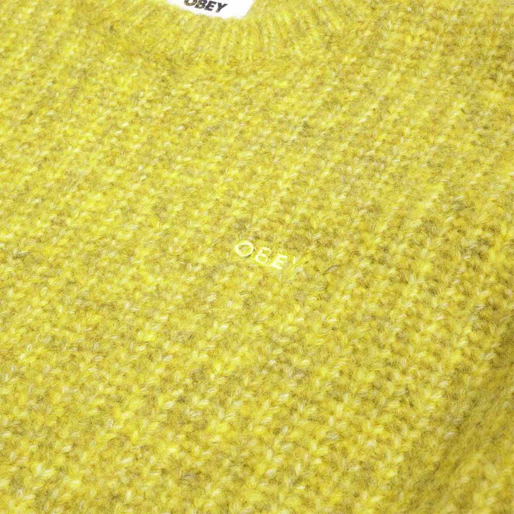 OBEY Dexter Sweater, Chartreuse, Detail Shot 2