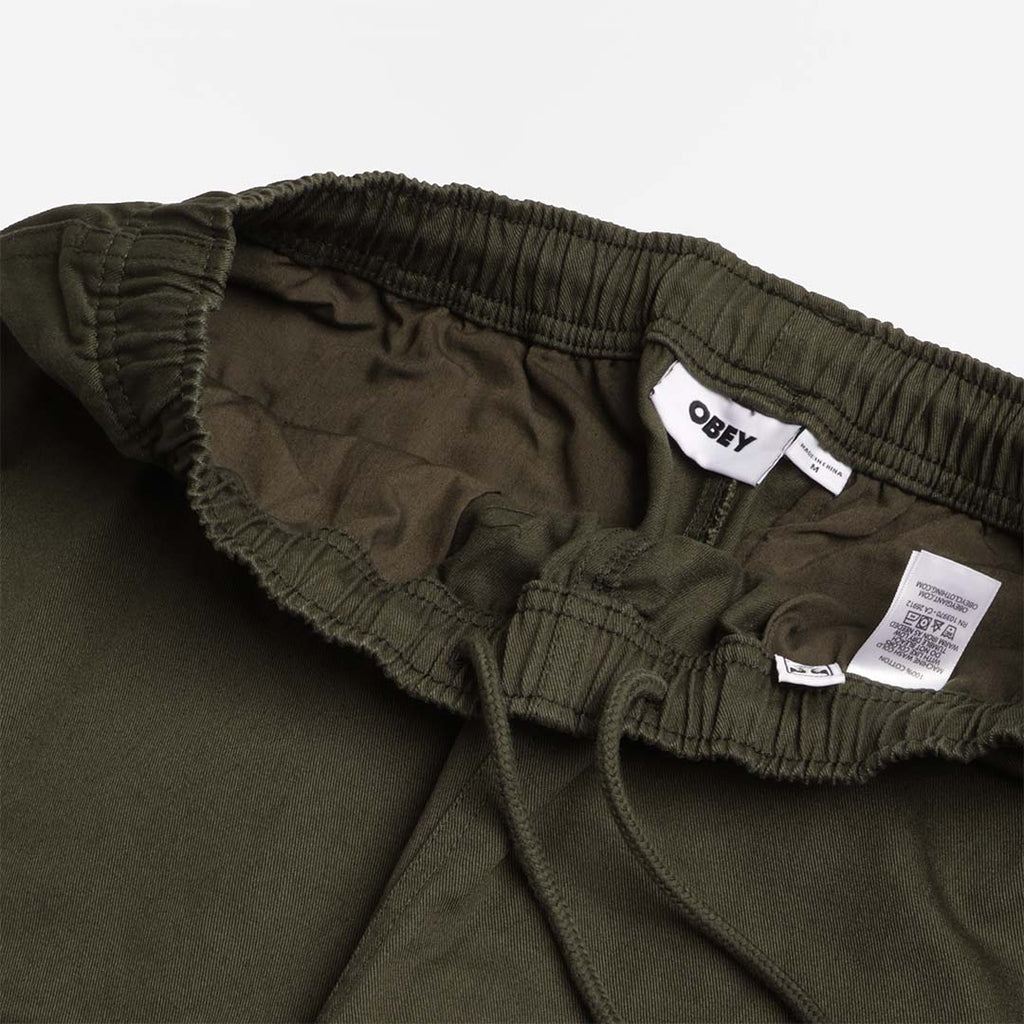 OBEY Easy Relaxed Twill Shorts, Duffle Bag, Detail Shot 4