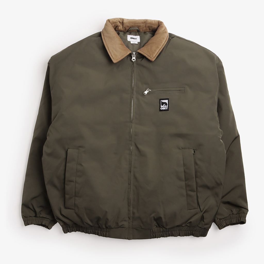 OBEY Elysian Jacket in Olive, front view