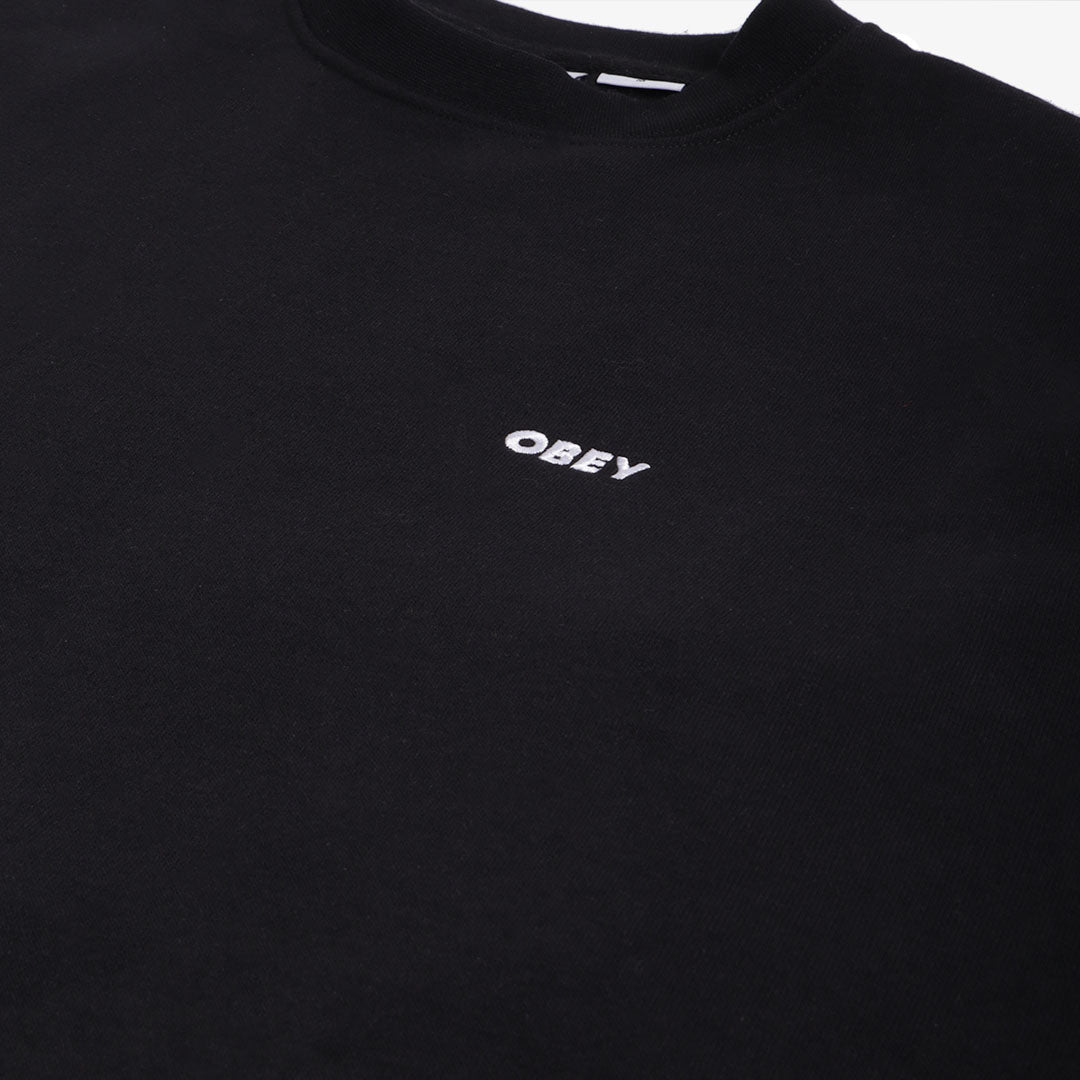 OBEY Established Works Bold Crew Sweatshirt, Black, Detail Shot 3