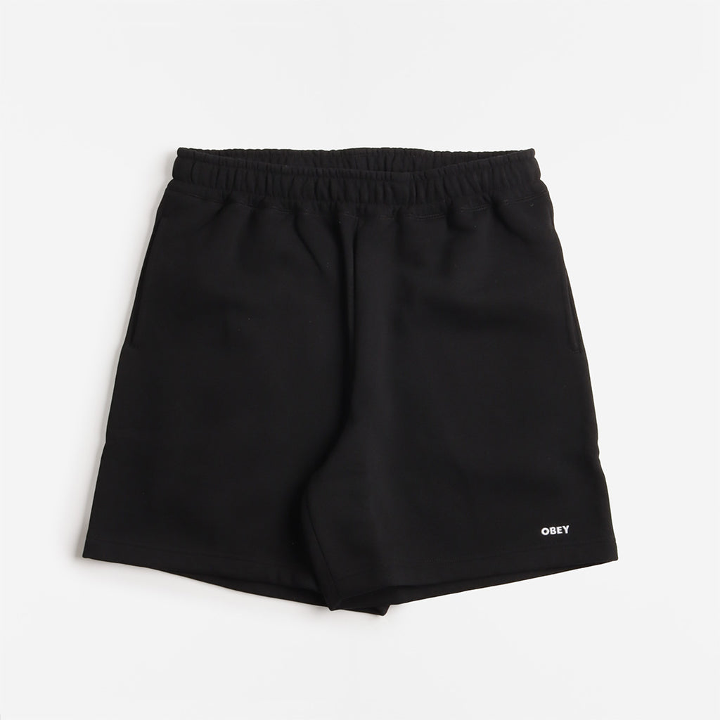 OBEY Established Works Bold Sweat Shorts, Black, Detail Shot 1