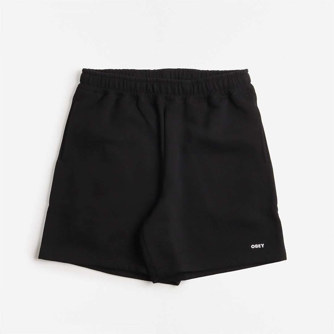 OBEY Established Works Bold Sweat Shorts, Black, Detail Shot 1