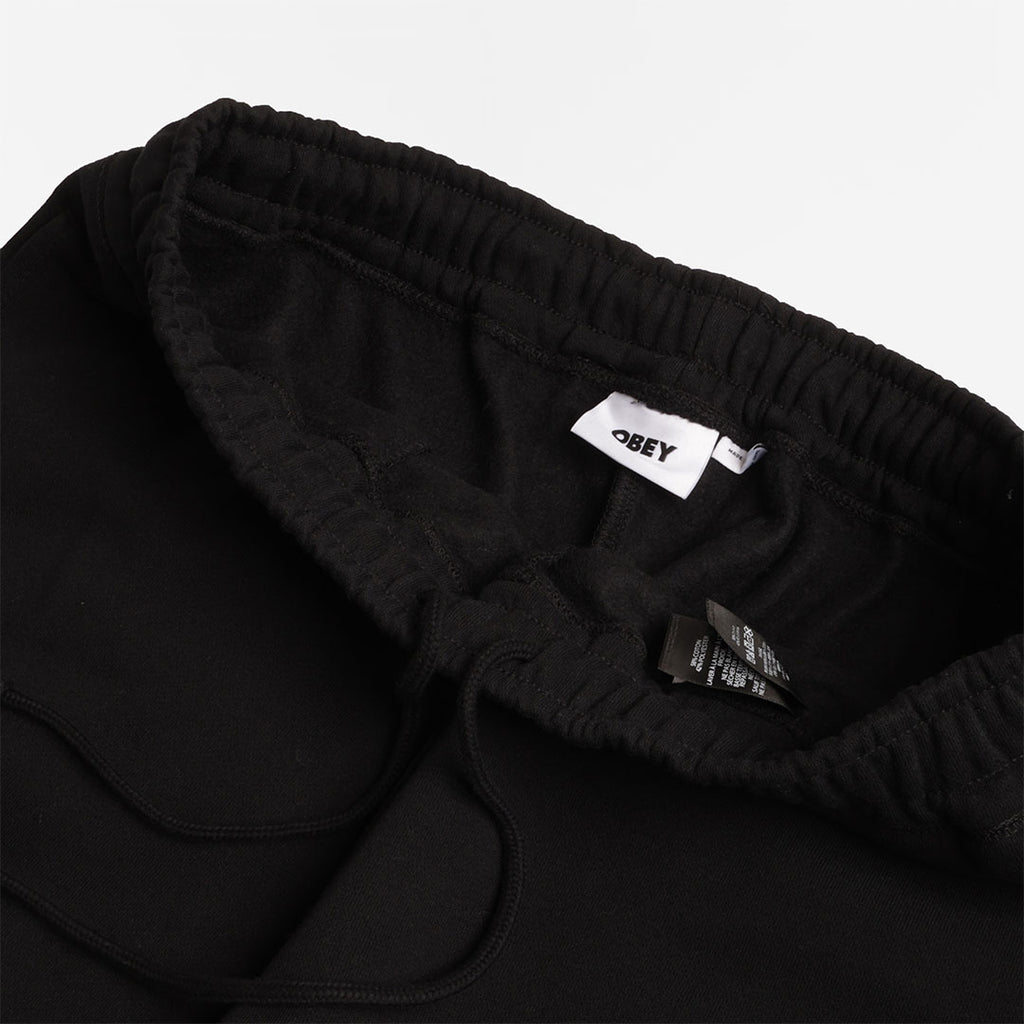 OBEY Established Works Bold Sweat Shorts, Black, Detail Shot 3