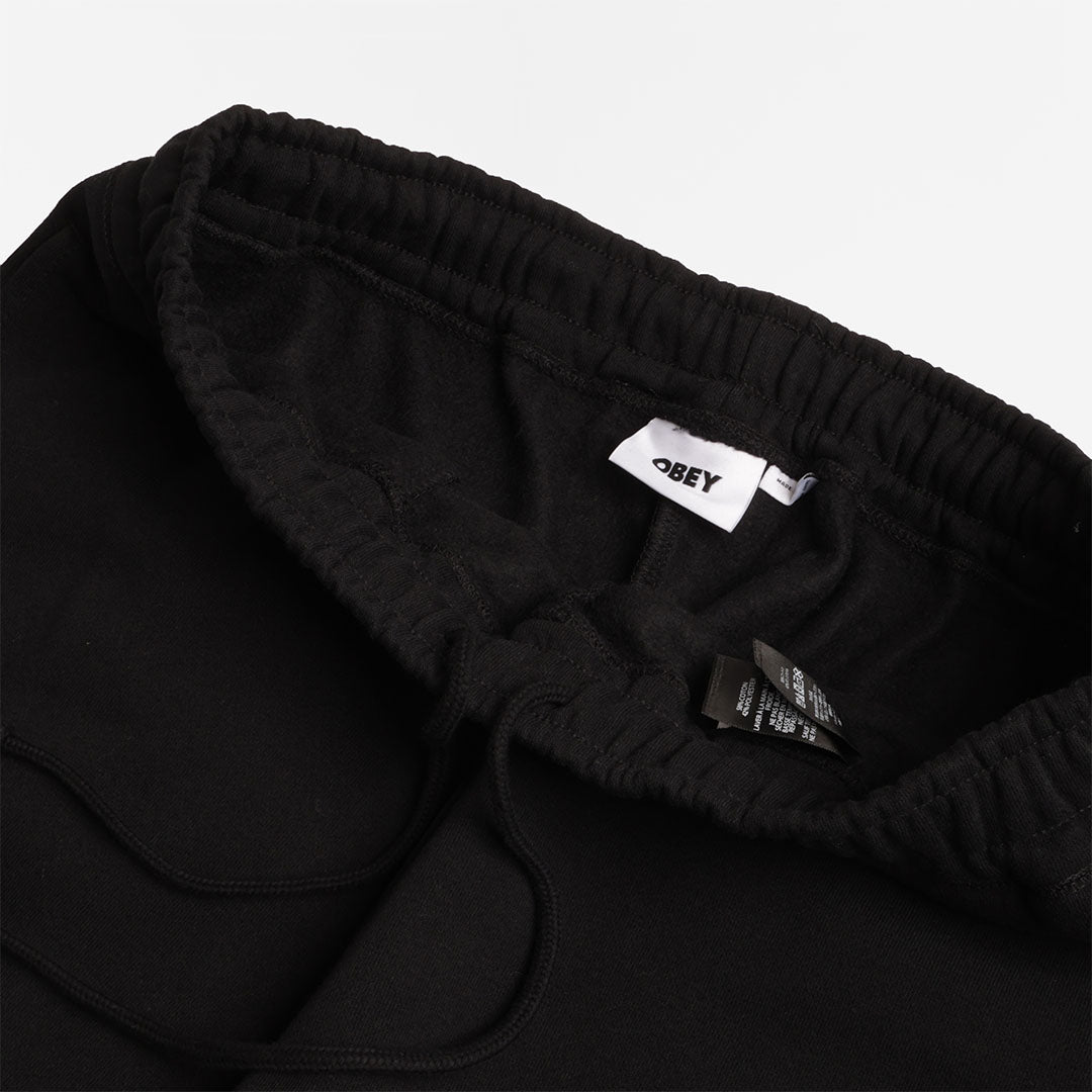 OBEY Established Works Bold Sweat Shorts, Black, Detail Shot 3