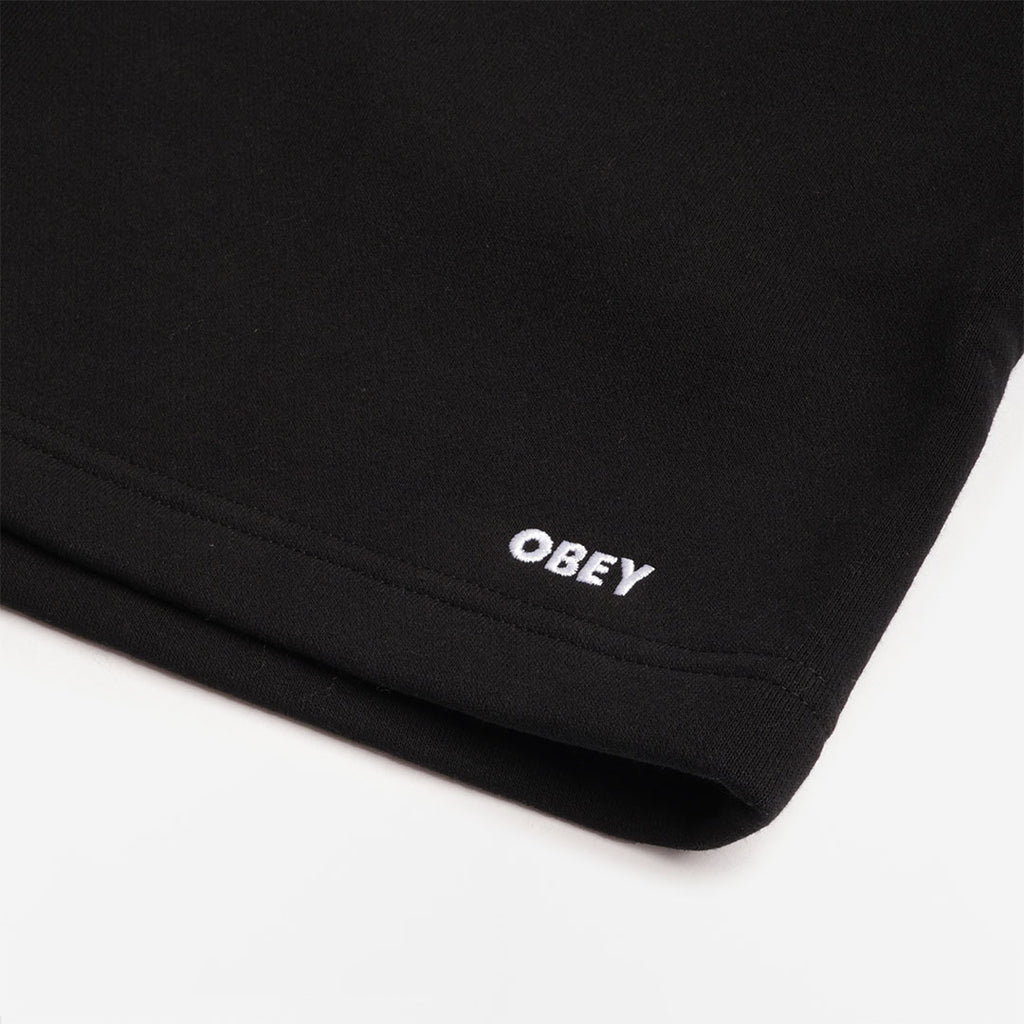 OBEY Established Works Bold Sweat Shorts, Black, Detail Shot 4