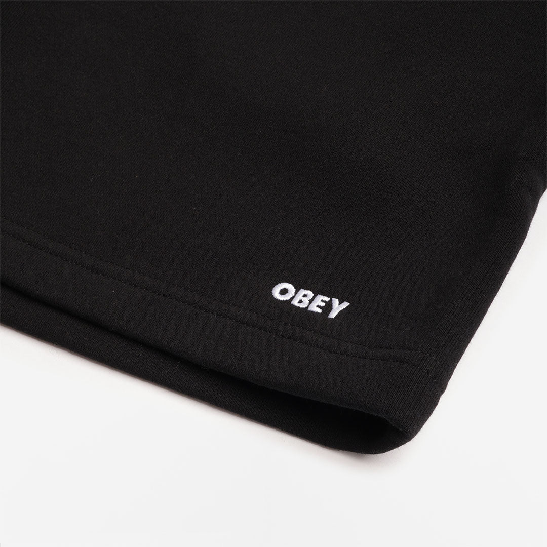 OBEY Established Works Bold Sweat Shorts, Black, Detail Shot 4