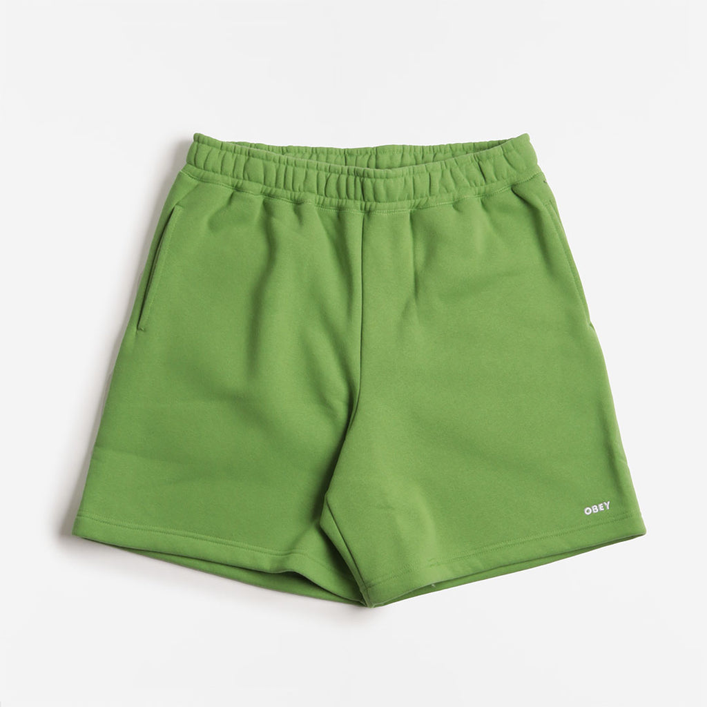 OBEY Established Works Bold Sweat Shorts, Piquant Green, Detail Shot 1