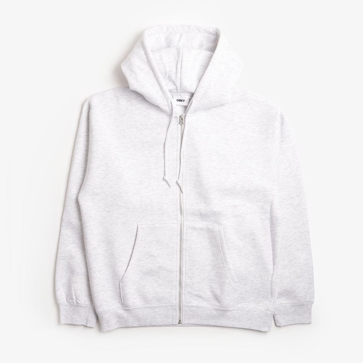 main OBEY Established Works Bold Zip Hoodie II, Ash Grey, Detail Shot 1