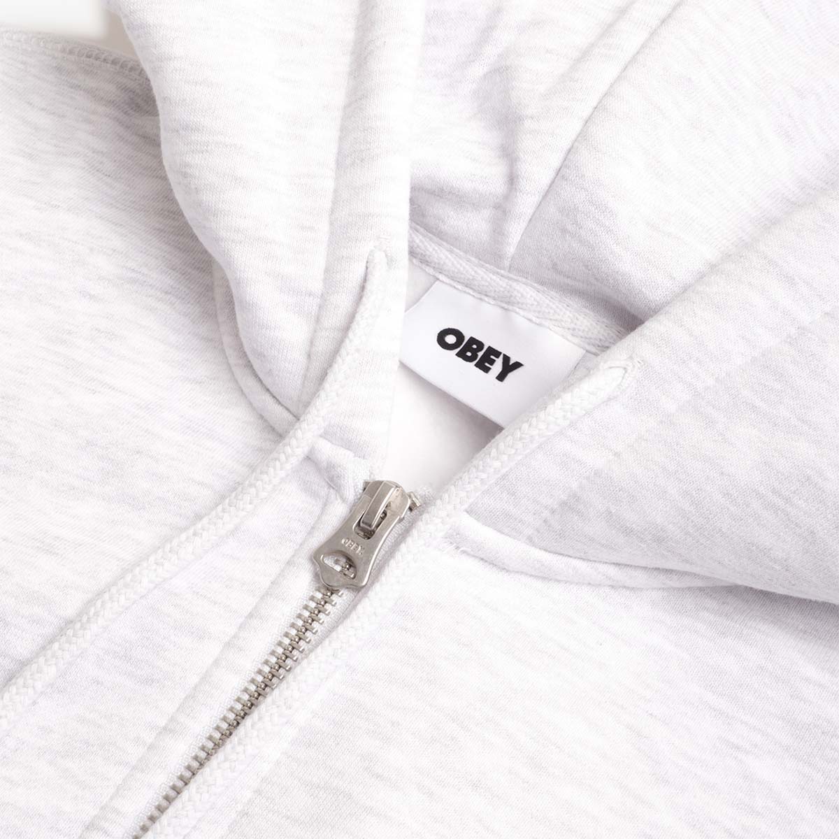 main OBEY Established Works Bold Zip Hoodie II, Ash Grey, Detail Shot 3