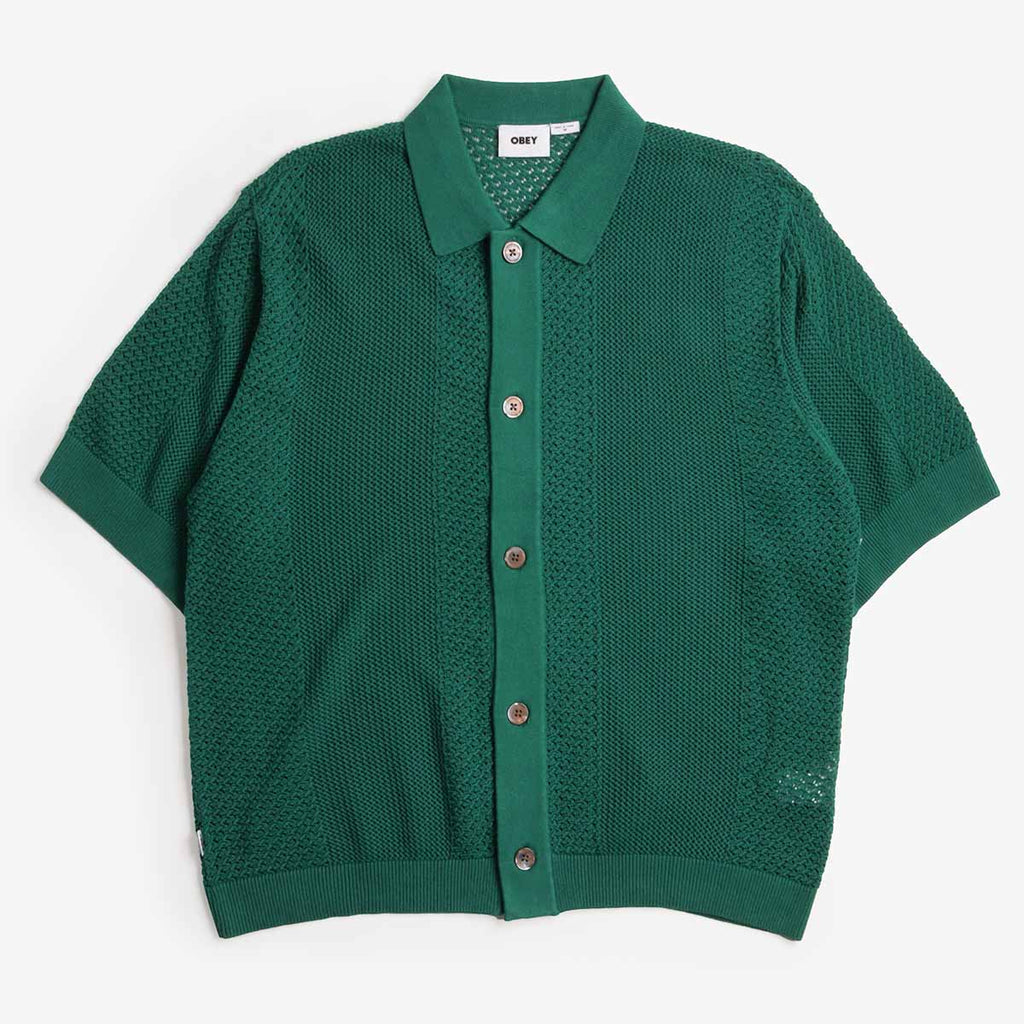 OBEY Evan Sweater Shirt, Forest Green, Detail Shot 1