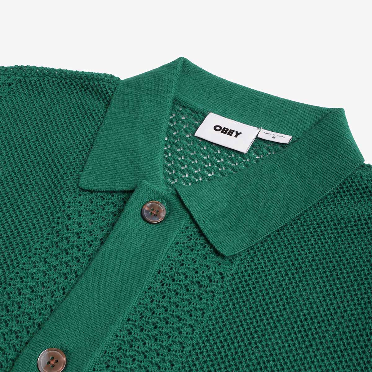 OBEY Evan Sweater Shirt, Forest Green, Detail Shot 2