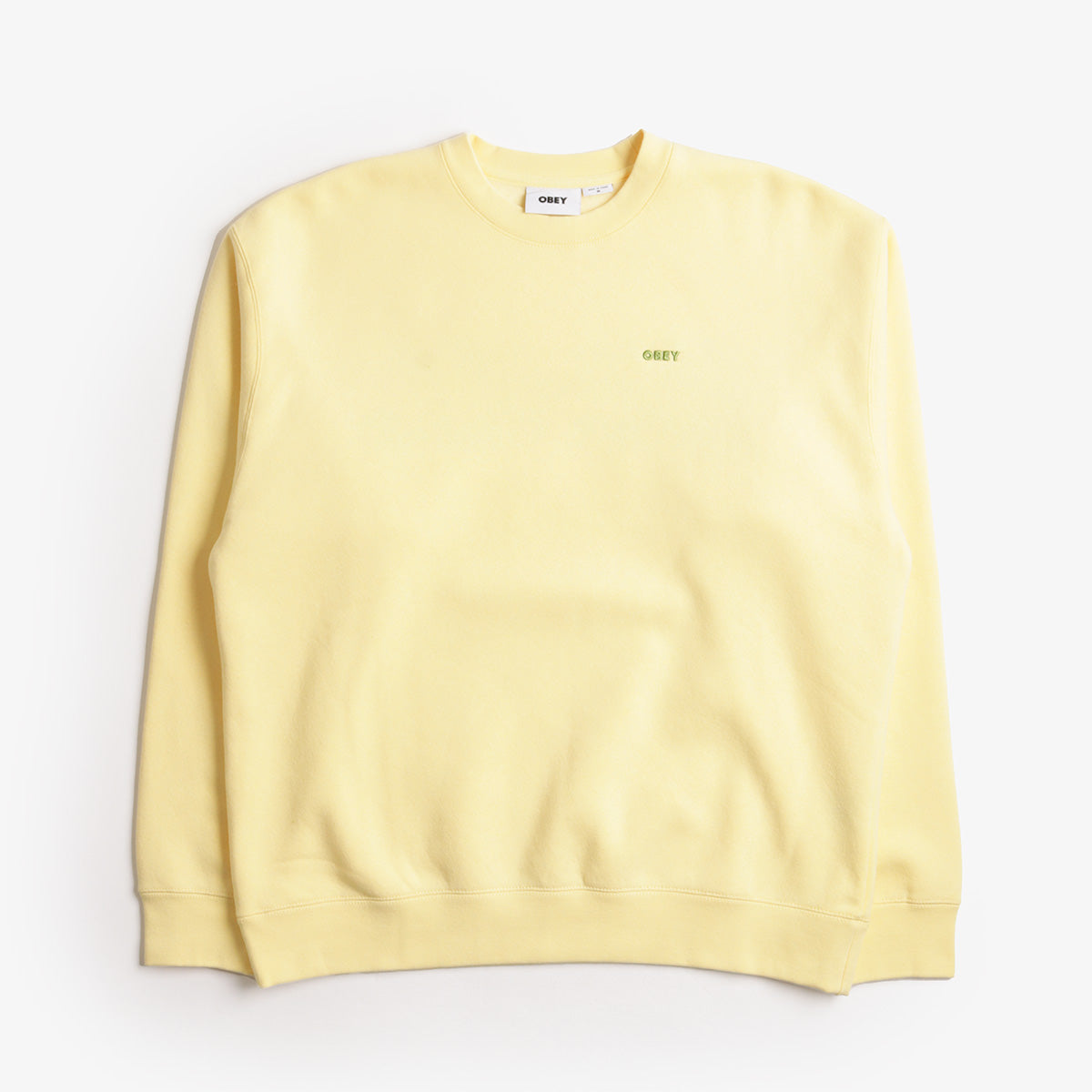 OBEY Further Wisdom Crew Sweatshirt, Pale Banana, Detail Shot 2